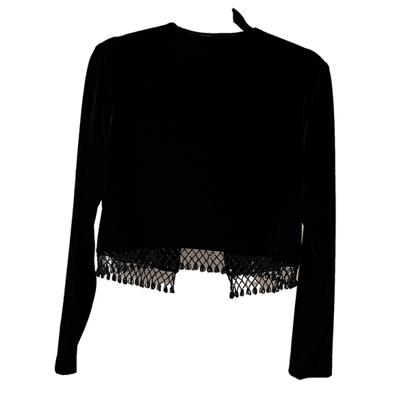 Kurtz Black Velvet Maxi Dress 2 PC SZ 8 Formal Timeless Cropped Jacket Glam - Picture 8 of 14